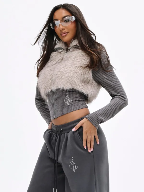 Faux Fur Ribbed Zip Up sold by Baby Phat
