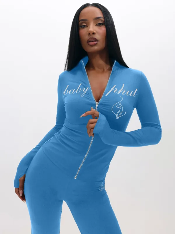 Long Sleeve High Neck Zip Up Top made by Baby Phat