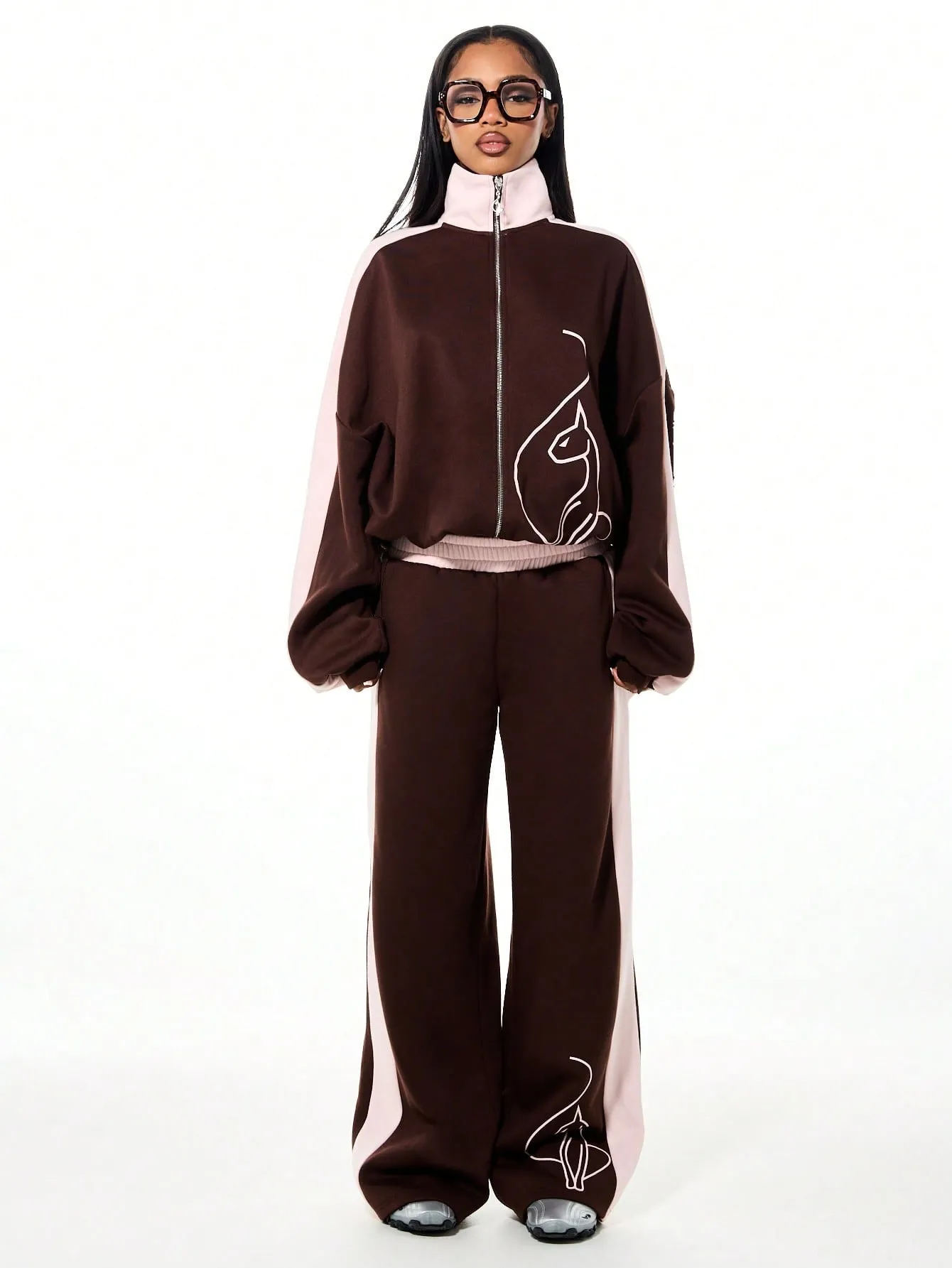 Funnel Neck Color Block Zip Up Sweatshirt sold by Baby Phat product image thumbnail 5