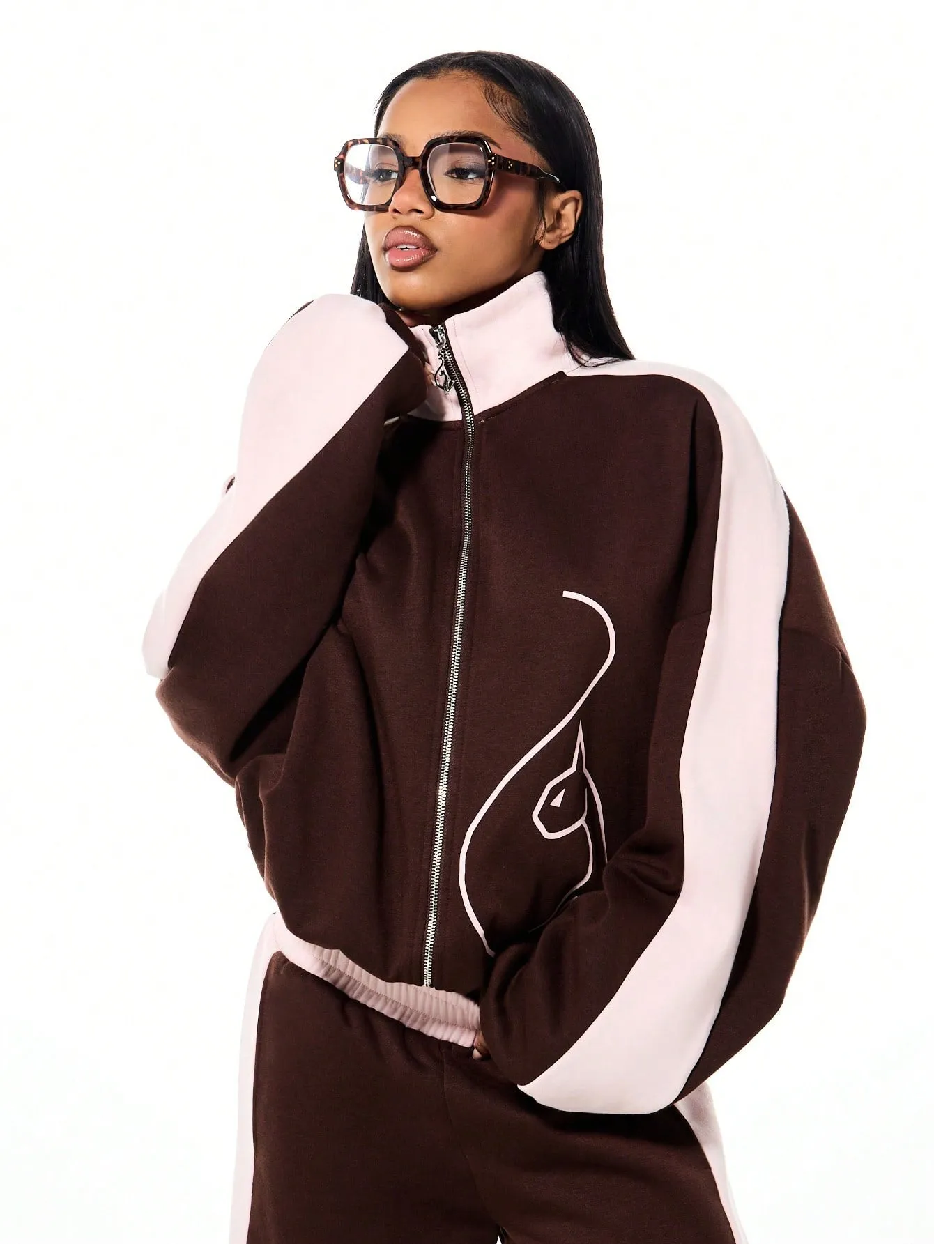Funnel Neck Color Block Zip Up Sweatshirt sold by Baby Phat