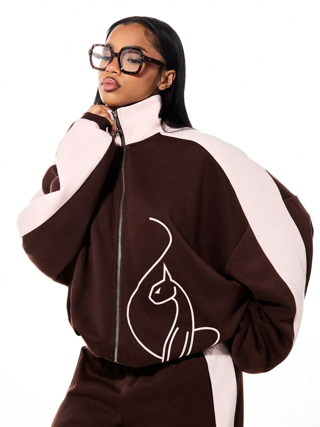 Funnel Neck Color Block Zip Up Sweatshirt sold by Baby Phat product image thumbnail 3