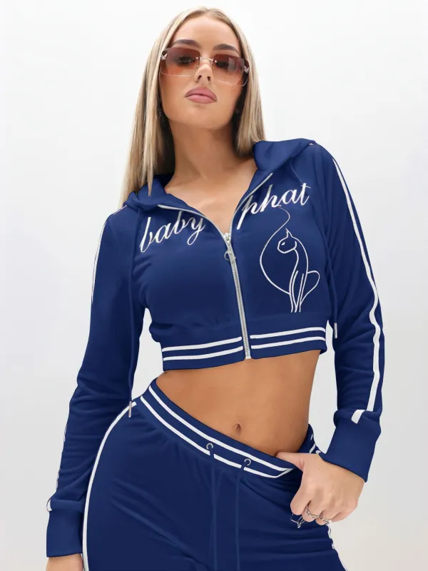 Cropped Velour Zip Up Sweatshirt made by Baby Phat