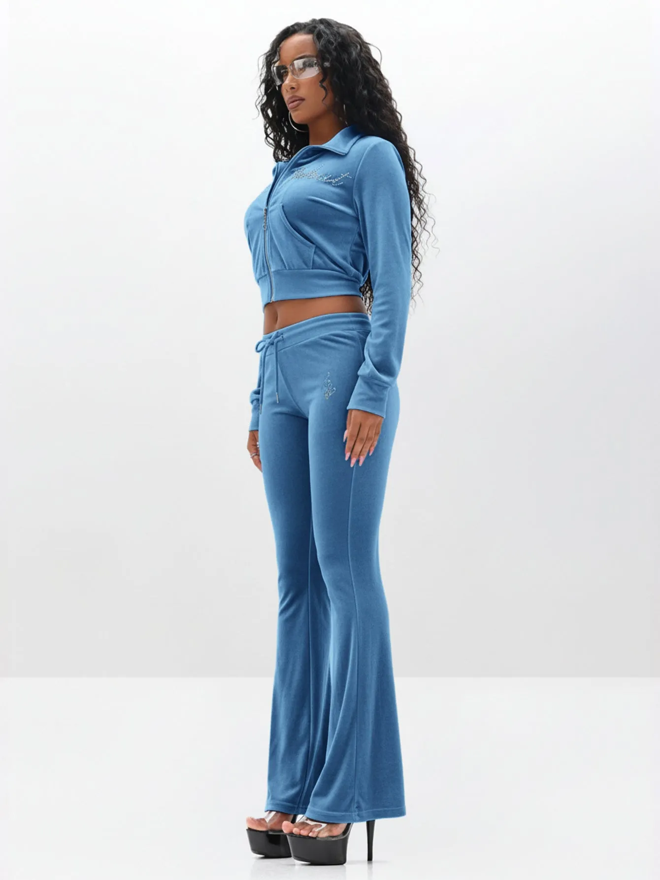 Velour Funnel Neck Sweatshirt with Rhinestones sold by Baby Phat product image thumbnail 5