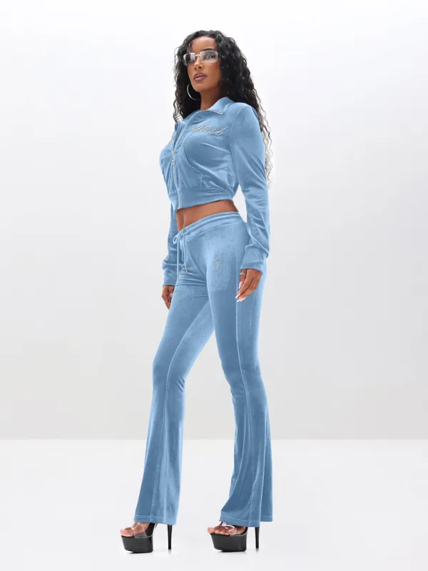 Low Rise Velour Sweatpants With Rhinestones made by Baby Phat