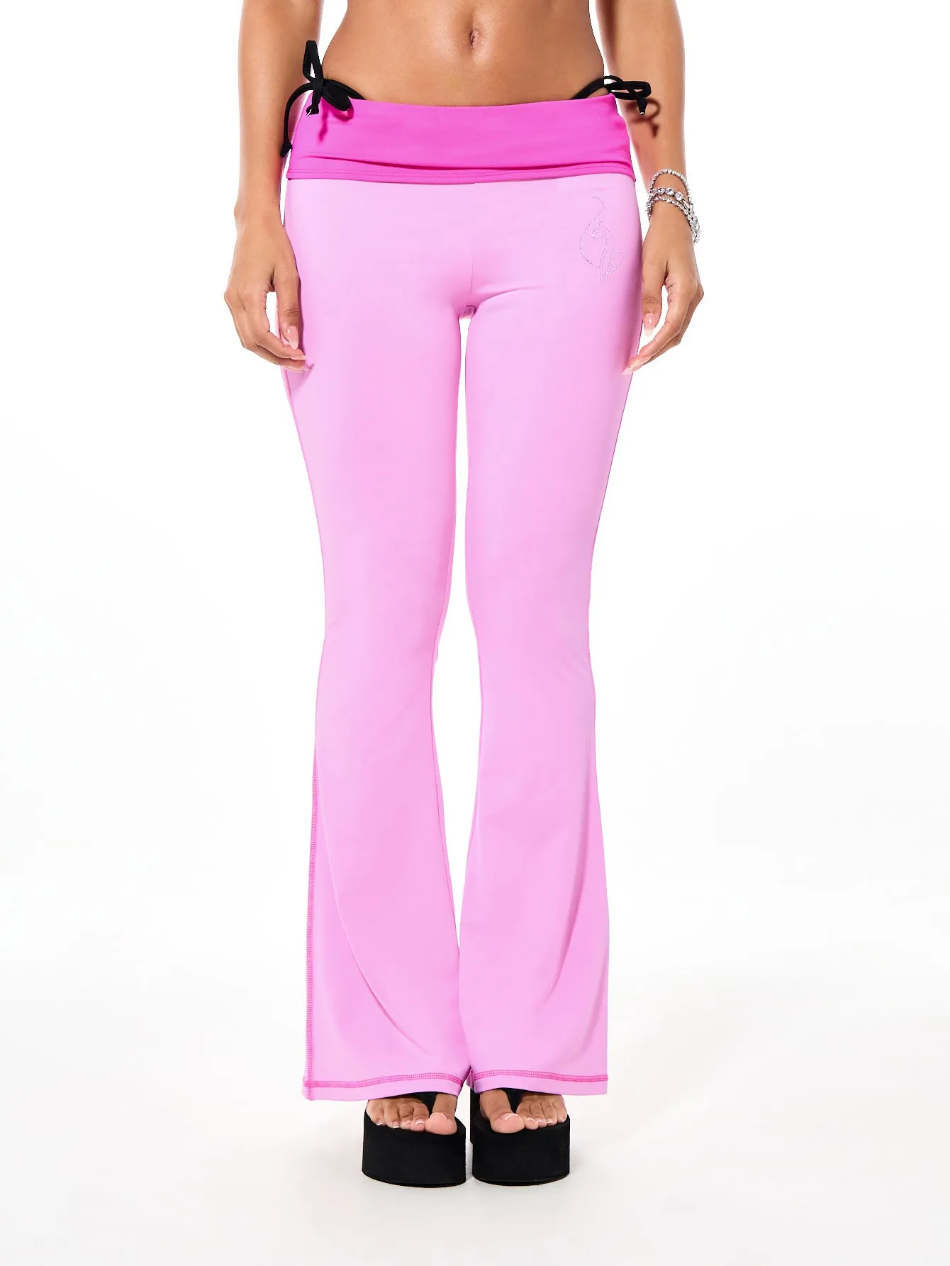 Foldover Flare Leggings with Contrast Waistband with Rhinestones sold by Baby Phat product image thumbnail 2