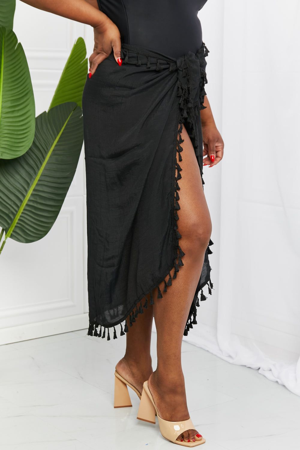 Marina West Swim Relax and Refresh Tassel Wrap Cover-Up in Black sold by Back2Basics product image thumbnail 7
