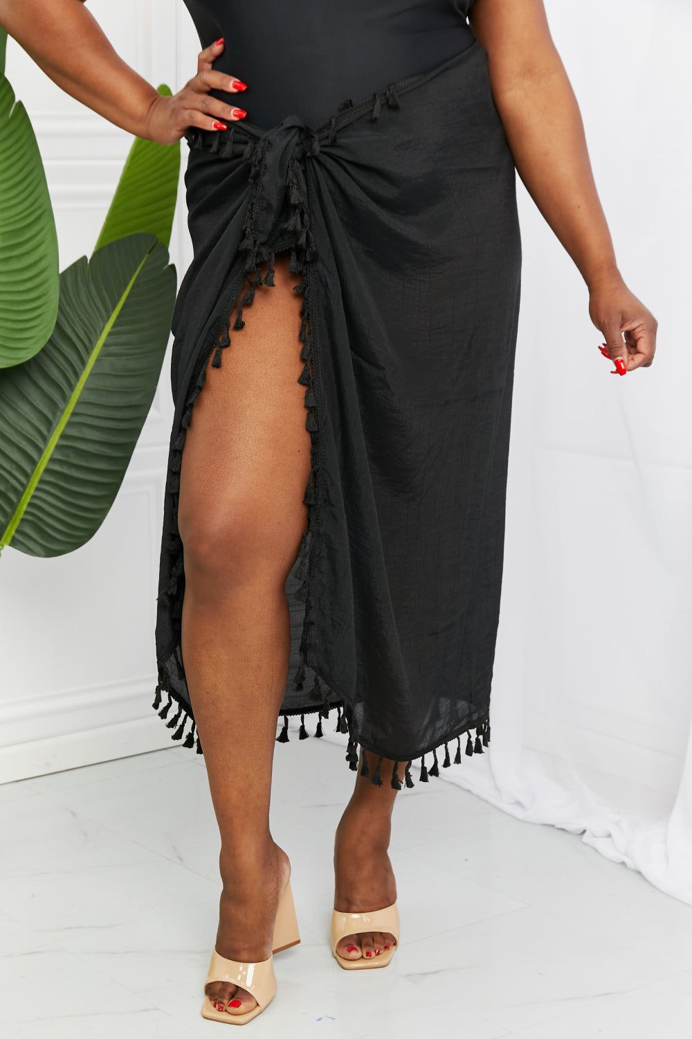 Marina West Swim Relax and Refresh Tassel Wrap Cover-Up in Black sold by Back2Basics product image thumbnail 6