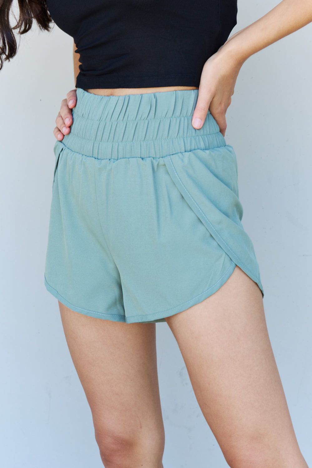 Ninexis Stay Active High Waistband Active Shorts in Pastel Blue sold by Back2Basics product image thumbnail 5