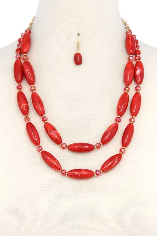 Oval Bead Layered Necklace sold by Back2Basics