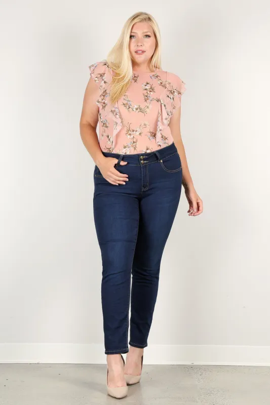 Plus Size Floral Print Sheer Top sold by Back2Basics