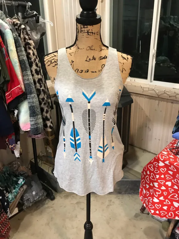 Feather Arrow Heather Gray Tank Top sold by Back2Basics