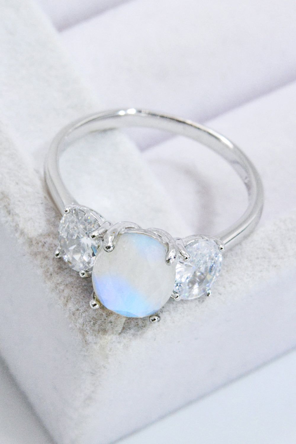 Natural Moonstone and Zircon Ring sold by Back2Basics product image thumbnail 4