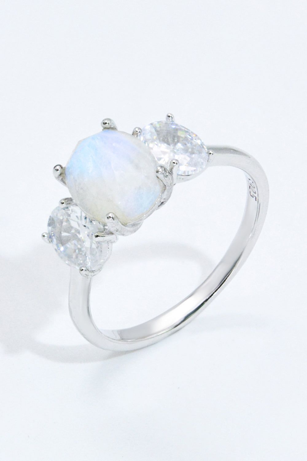 Natural Moonstone and Zircon Ring sold by Back2Basics