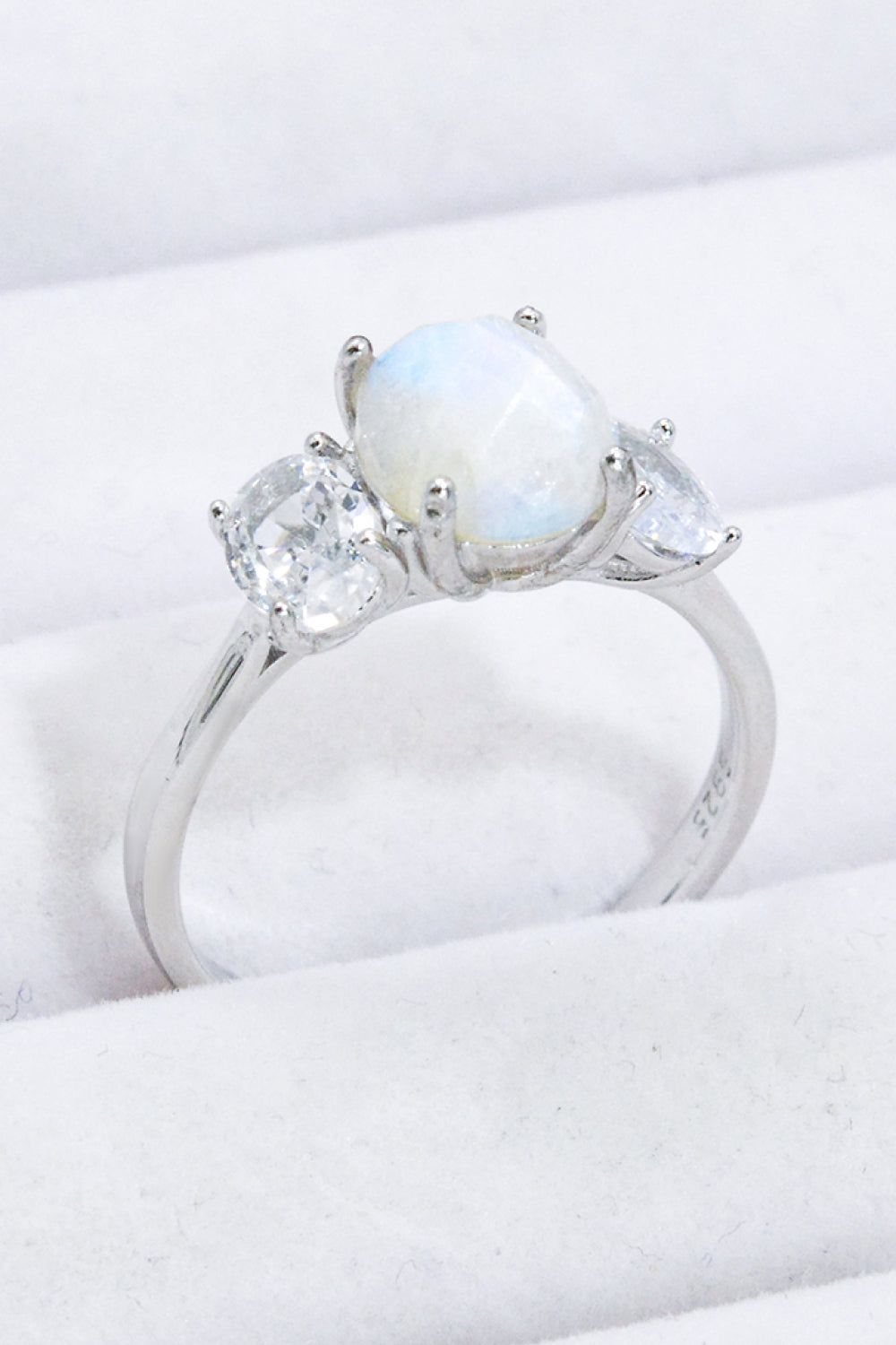 Natural Moonstone and Zircon Ring sold by Back2Basics product image thumbnail 2