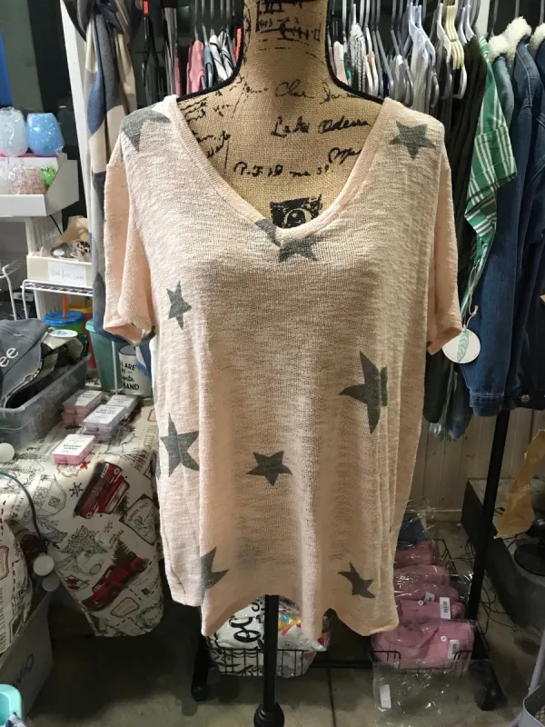 Star Short Sleeve V-neck Top sold by Back2Basics
