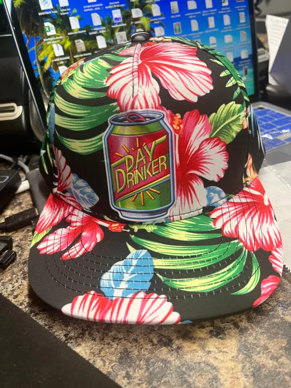 Day Drunk Floral Baseball Hat (Pink Green) sold by Back2Basics