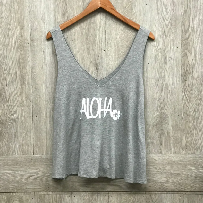 Aloha Gray Sleeveless Tank A4 sold by Back2Basics