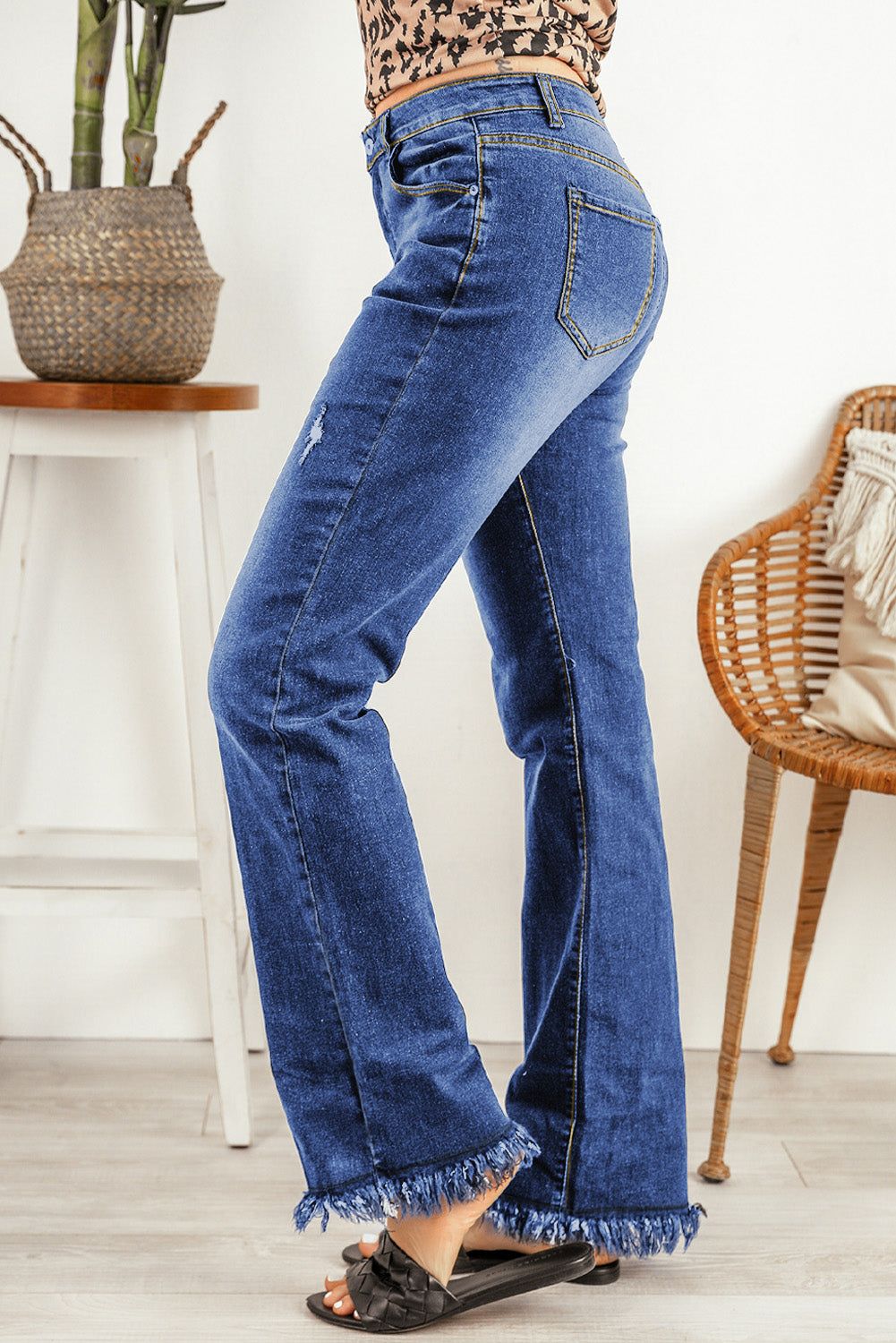 Ripped Frayed Hem Jeans sold by Back2Basics product image thumbnail 4