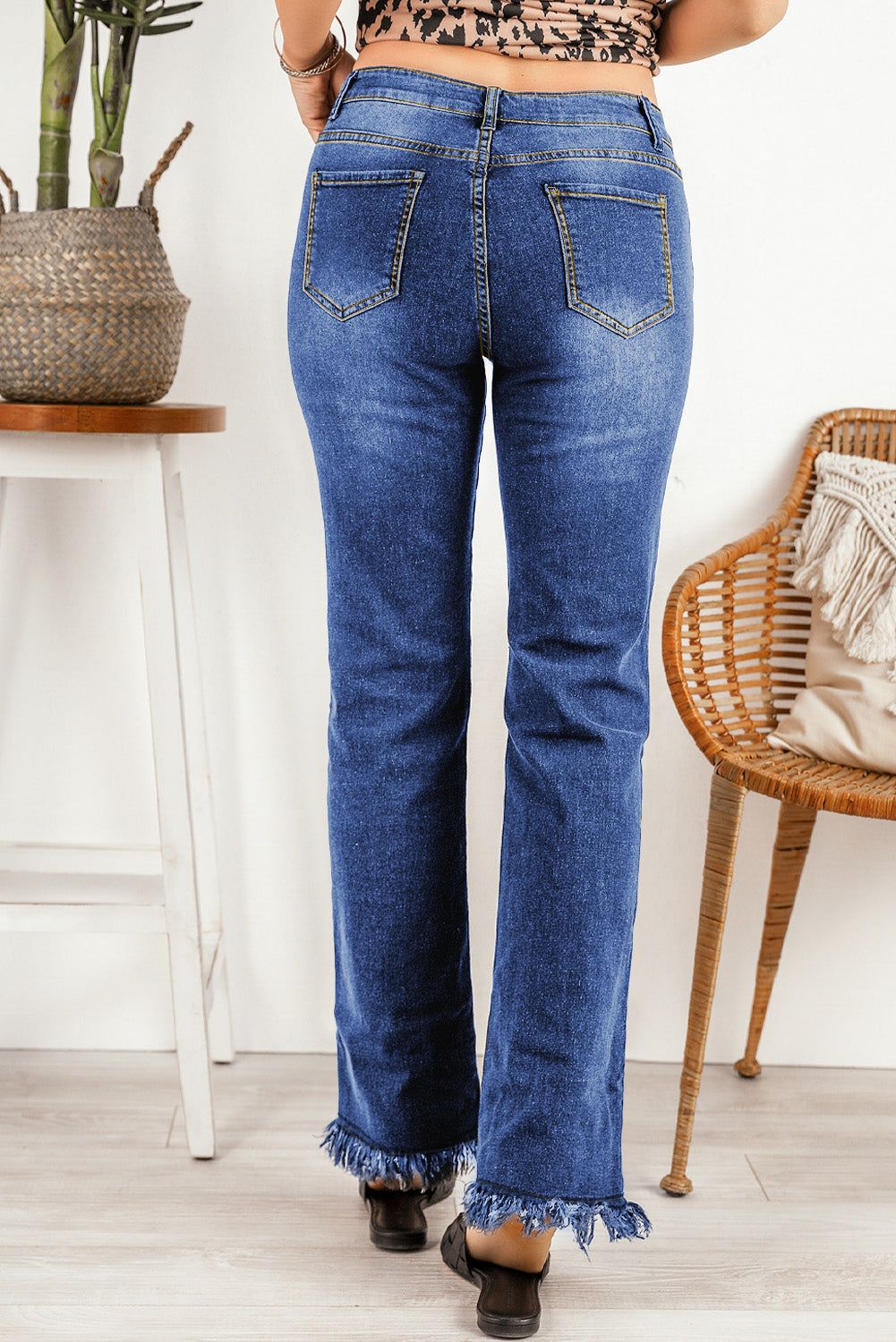 Ripped Frayed Hem Jeans sold by Back2Basics product image thumbnail 2