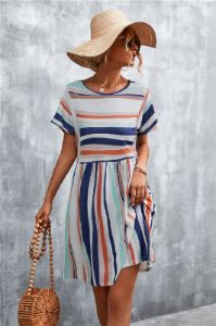 Striped Round Neck Dress sold by Back2Basics