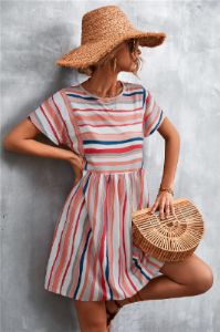 Striped Round Neck Dress sold by Back2Basics