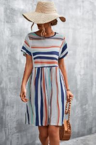 Striped Round Neck Dress sold by Back2Basics