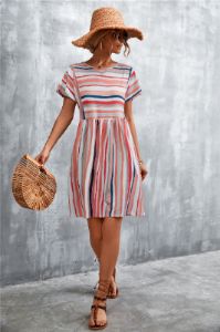 Striped Round Neck Dress sold by Back2Basics