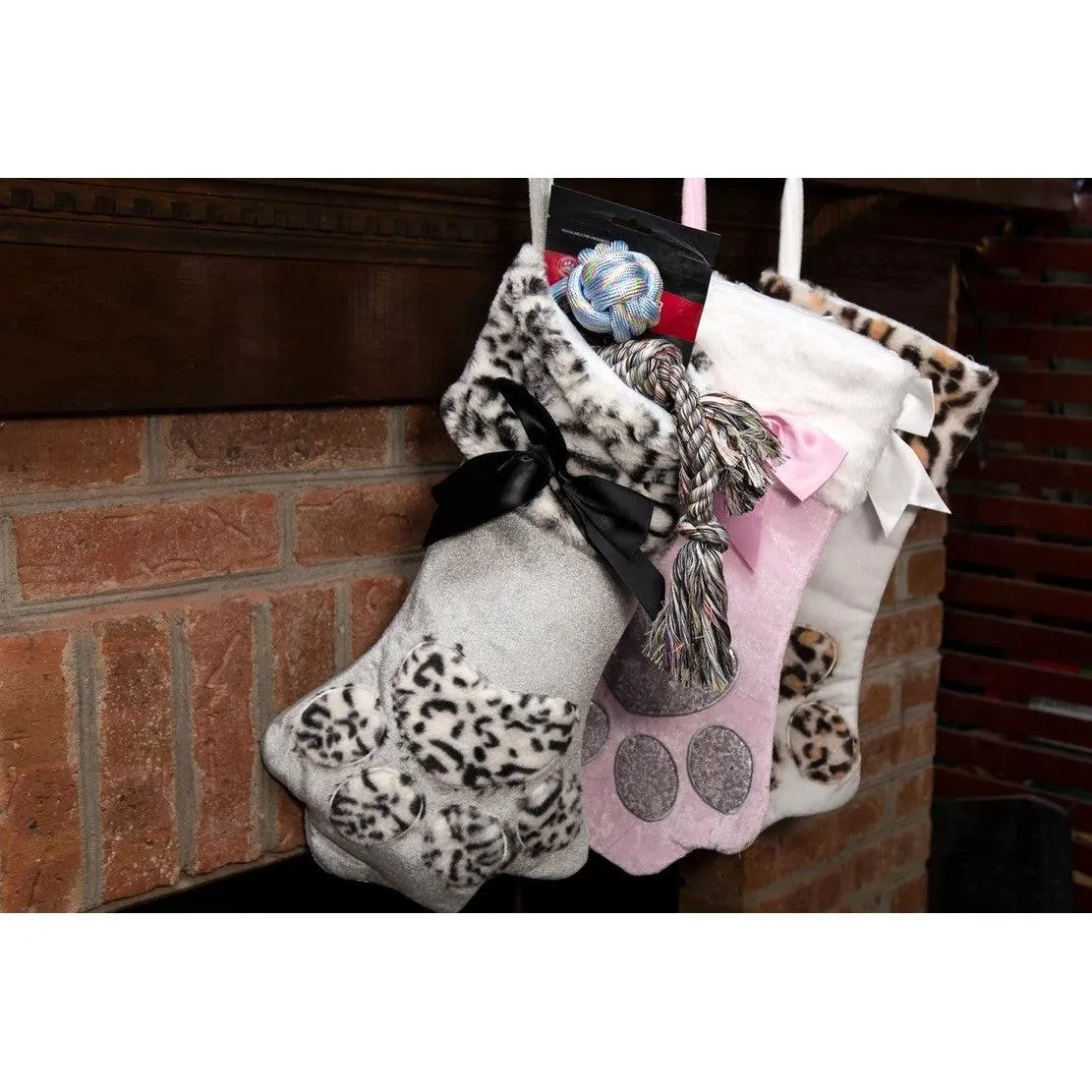 Ready To Ship | Leopard/Ribbon Paw Print Stocking sold by Back2Basics product image thumbnail 2