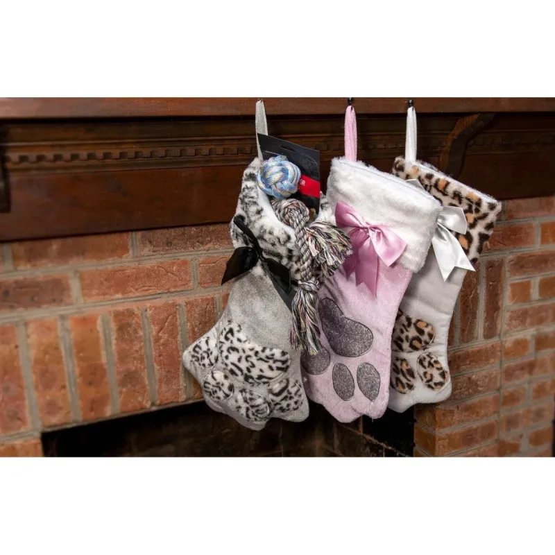 Ready To Ship | Leopard/Ribbon Paw Print Stocking sold by Back2Basics