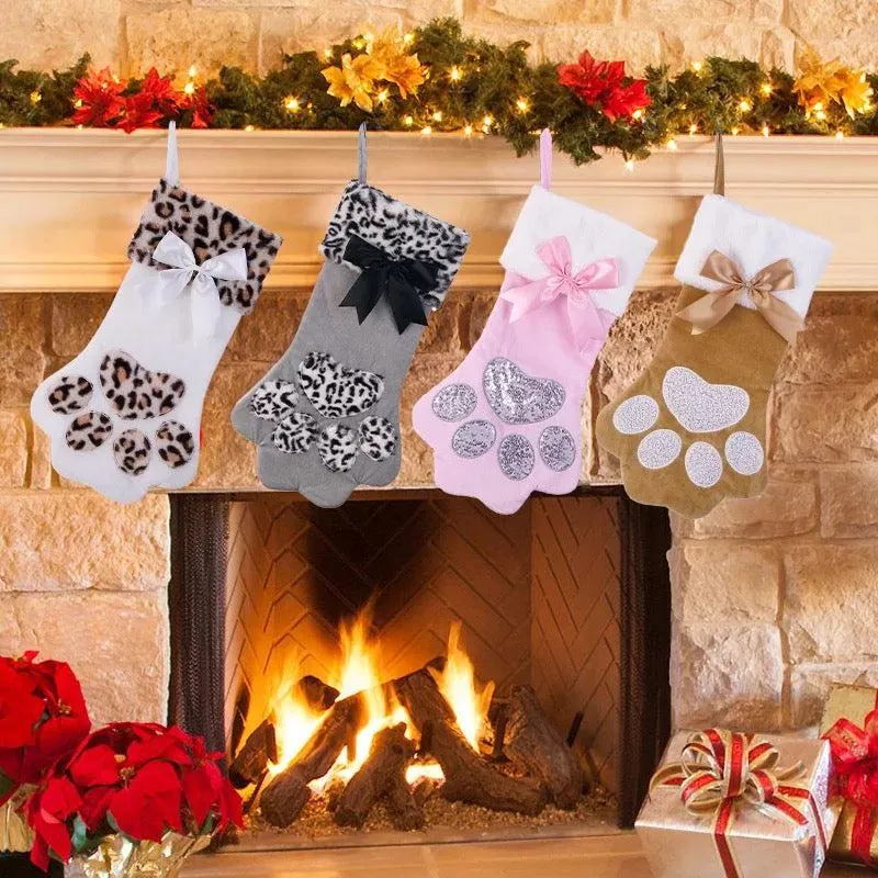 Ready To Ship | Leopard/Ribbon Paw Print Stocking sold by Back2Basics product image thumbnail 3