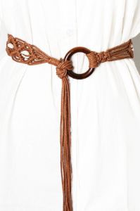 Bohemian Wood Ring Braid Belt sold by Back2Basics