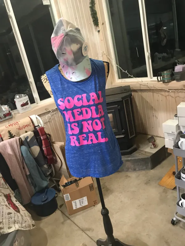 Social Media Is Not Real Short Sleeve Tee sold by Back2Basics