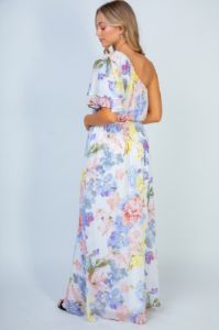White Birch Garden Diva Floral One-Shoulder Maxi Dress sold by Back2Basics
