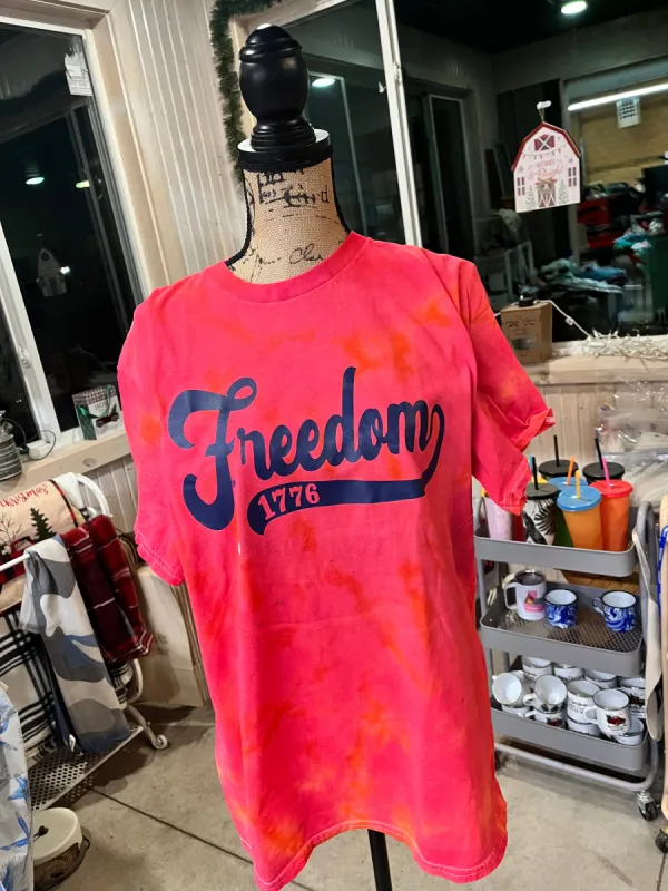 Freedom Red Orange Tie Dye Short Sleeve Tee sold by Back2Basics
