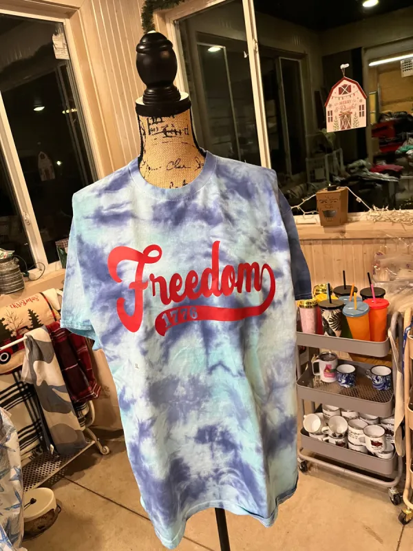 Freedom Blue Tie Dye Short Sleeve Tee sold by Back2Basics