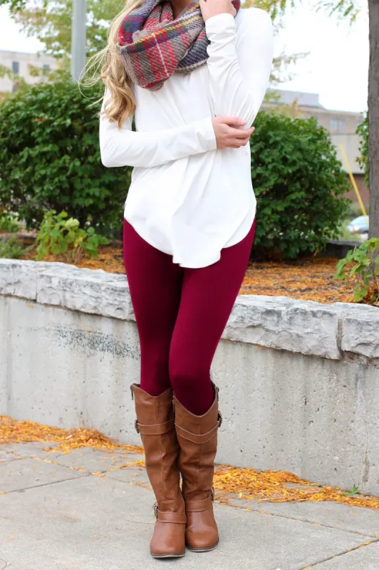 Burgundy Soft Brushed Leggings sold by Back2Basics