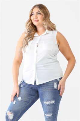 Plus Sleeveless Shirt Top sold by Back2Basics