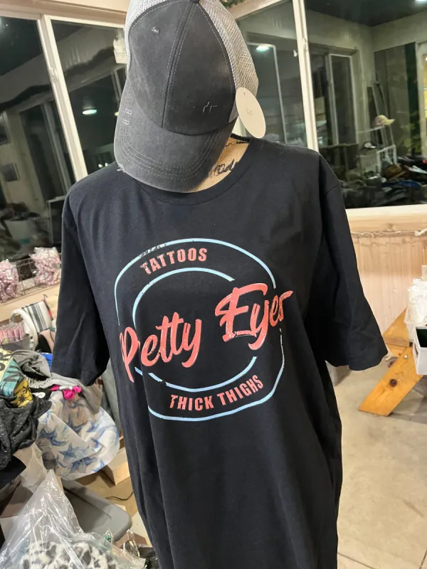 Tattoos, Pretty Eyes, Thick Thighs Short Sleeve Tee sold by Back2Basics