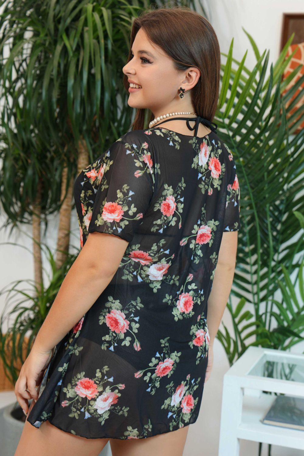 Plus Size Floral Slit Three-Piece Swim Set sold by Back2Basics product image thumbnail 6