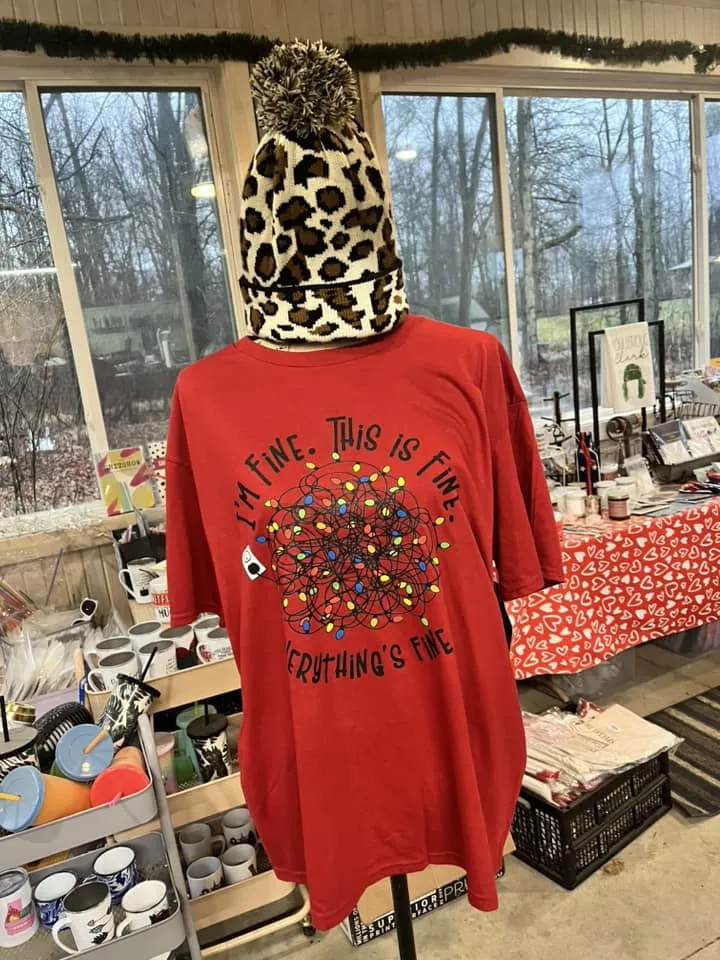 I'm Fine Everything is Fine Christmas Lights Short Sleeve Tee sold by Back2Basics product image thumbnail 2