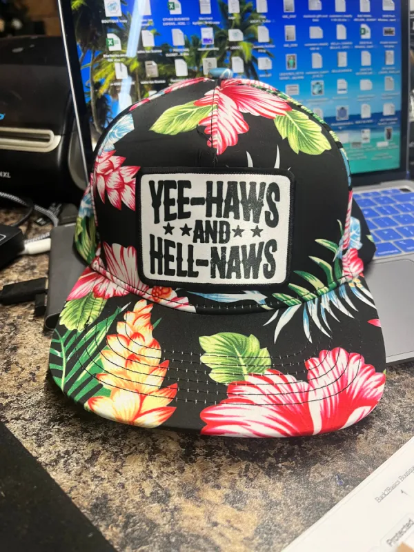 Yee-Haws and Hell-Naws Floral Baseball Hat sold by Back2Basics