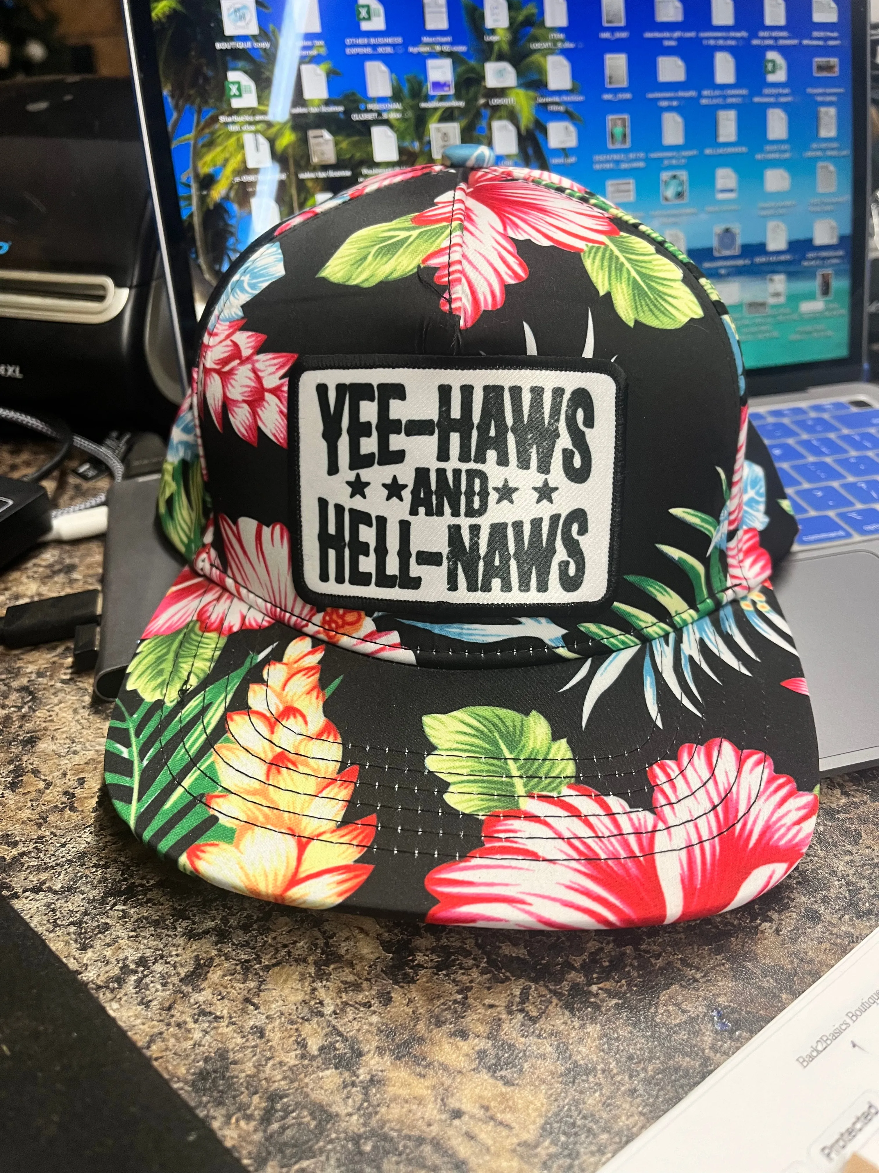 Yee-Haws and Hell-Naws Floral Baseball Hat sold by Back2Basics