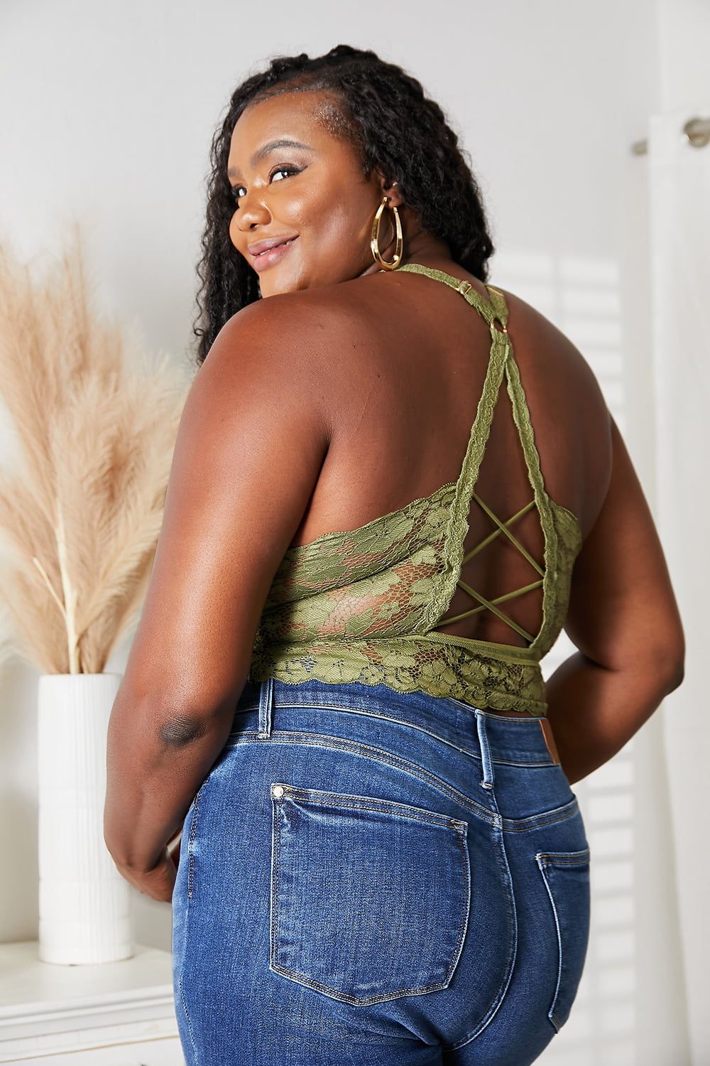 JadyK Full Size Crisscross Lace Bralette sold by Back2Basics product image thumbnail 7