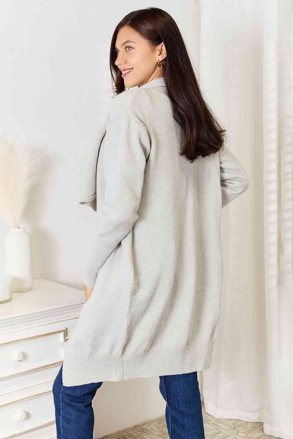Double Take Open Front Duster Cardigan with Pockets sold by Back2Basics product image thumbnail 2