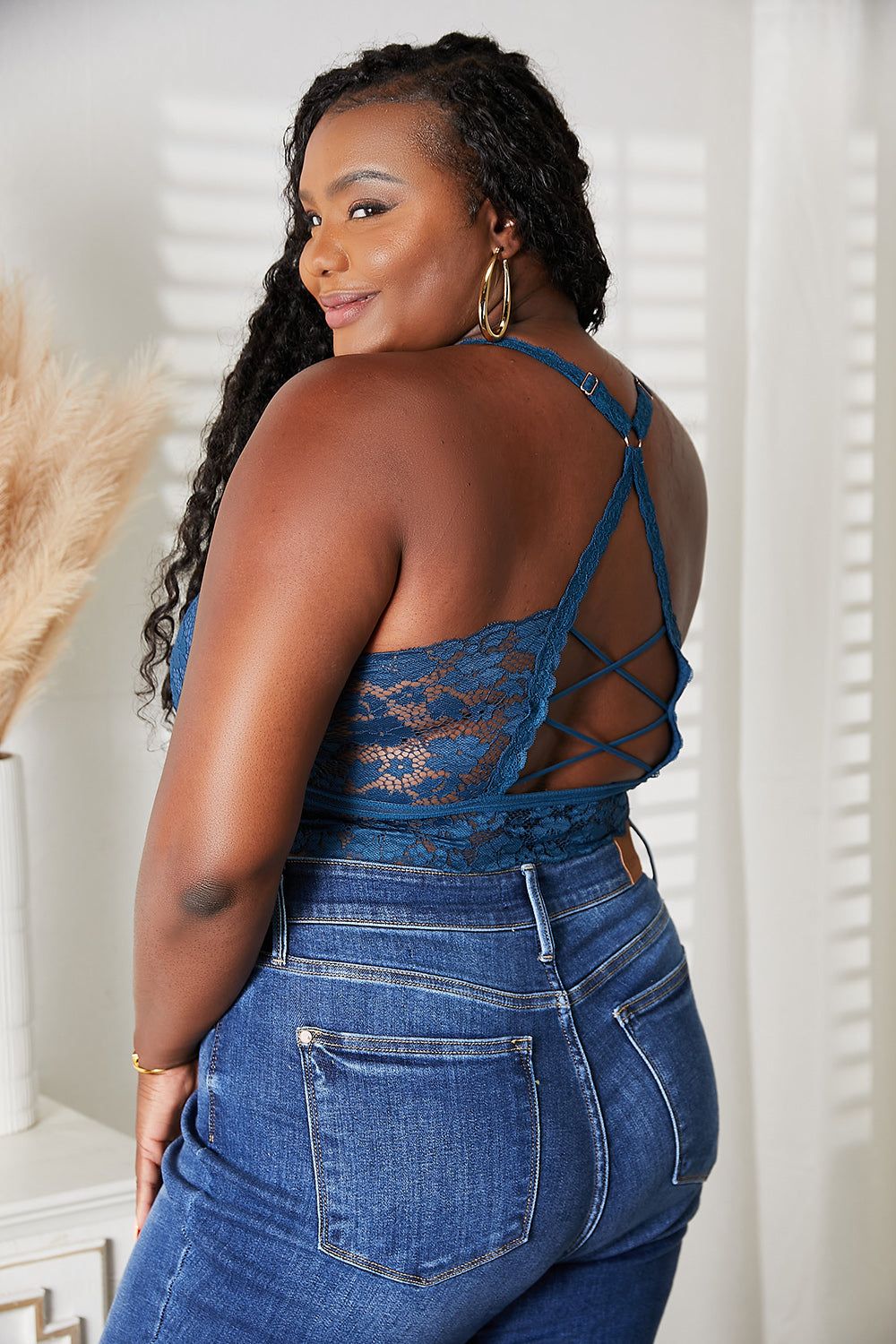 JadyK Full Size Crisscross Lace Bralette sold by Back2Basics product image thumbnail 2