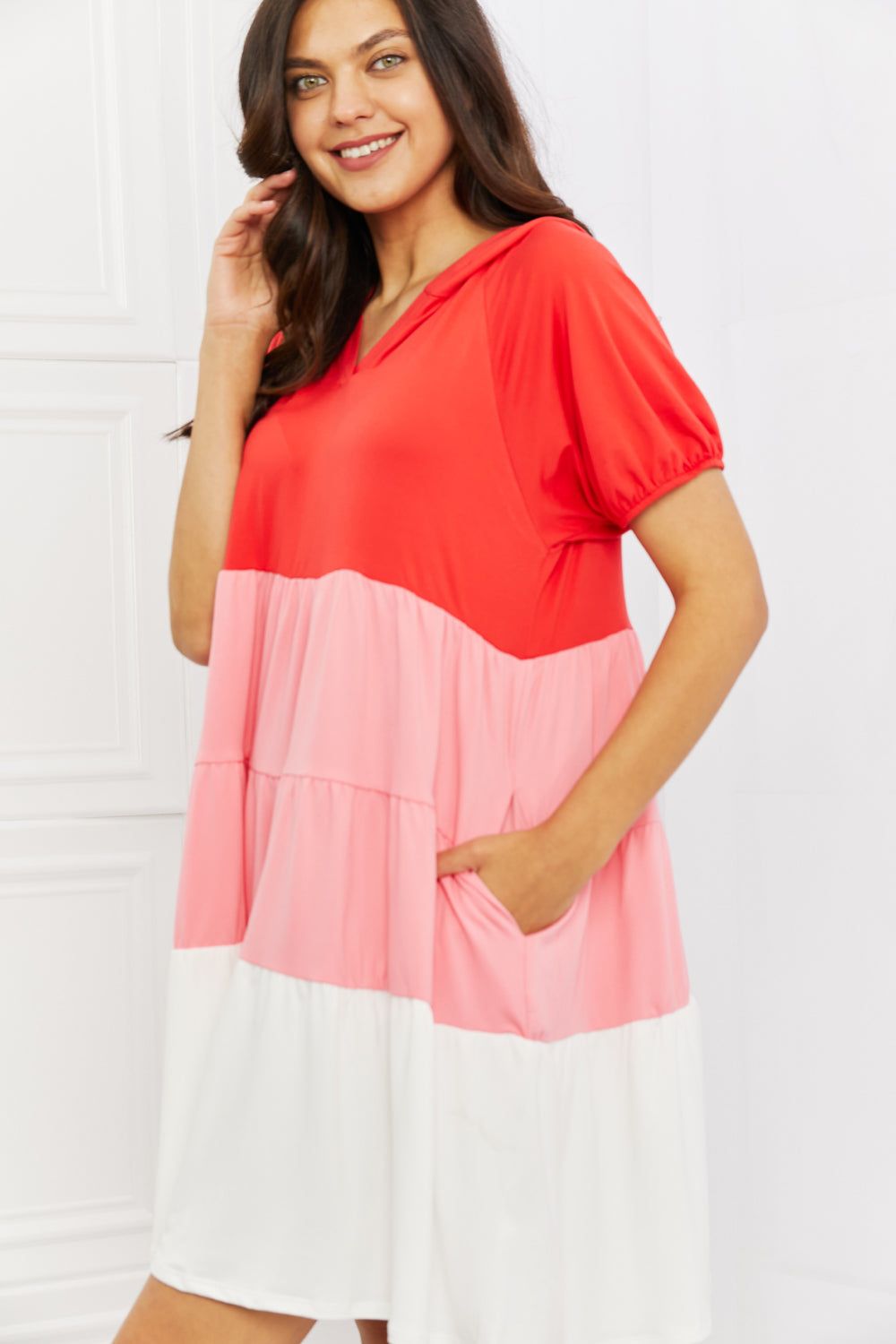 Culture Code My Only Wish Full Size Color Blocked Hooded Dress sold by Back2Basics product image thumbnail 4