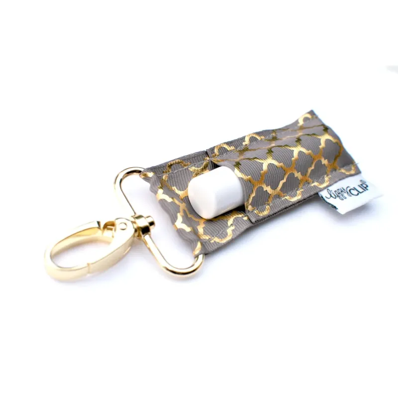 LippyClip® Gold Quatrefoil on Charcoal sold by Back2Basics