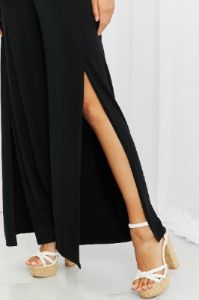 Culture Code Heatwave Front Slit Flowy Pants in Black sold by Back2Basics