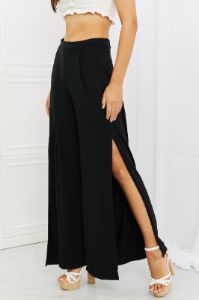 Culture Code Heatwave Front Slit Flowy Pants in Black sold by Back2Basics