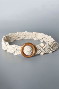 Shell Braid Belt with Wood Buckle sold by Back2Basics